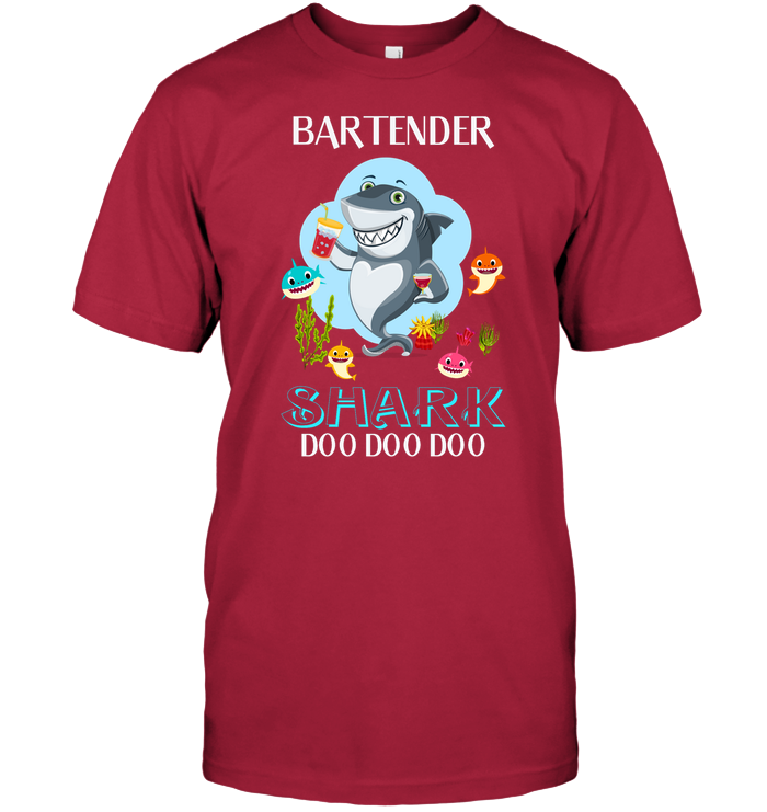 Bartender Shark Doo Doo Doo Shirt Unisex Short Sleeve Classic Tee Deep Red