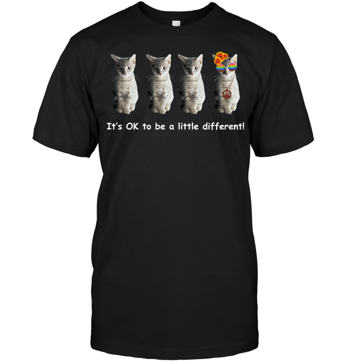 It's Okay Liitle Differents Cats Shirt Unisex Short Sleeve Classic Tee Black