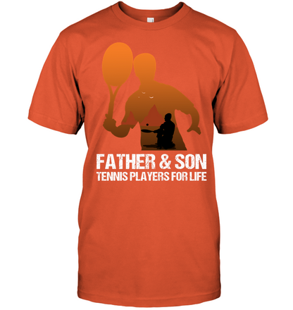 Father And Son Tennis Players For Life Family Shirt Unisex Short Sleeve Classic Tee Orange