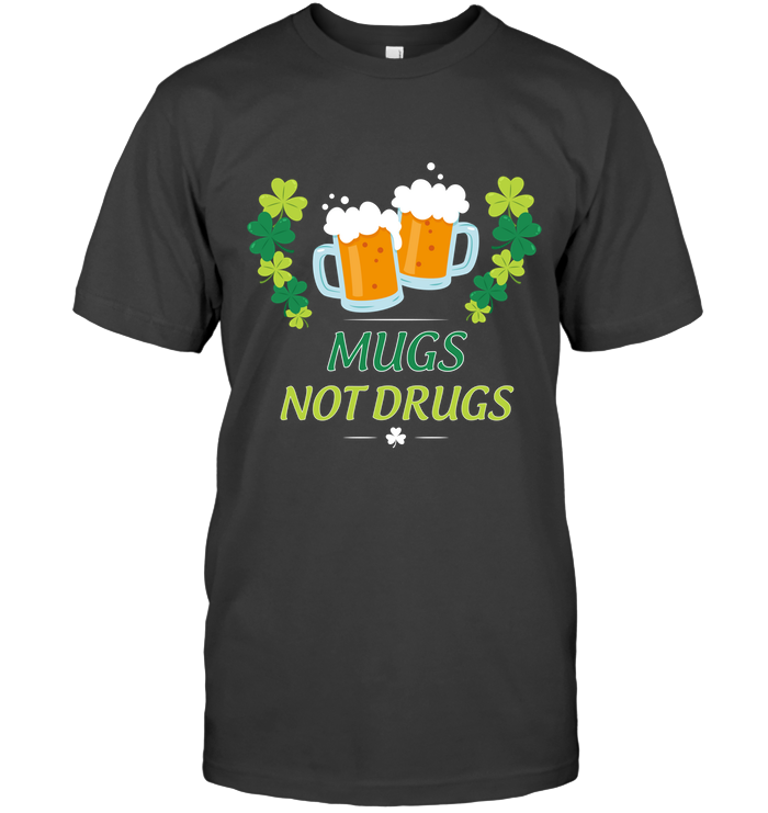 Mugs Not Dugs Saint Patricks Day Shirt Unisex Short Sleeve Classic Tee Charcoal Heather