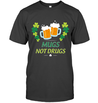 Mugs Not Dugs Saint Patricks Day Shirt Unisex Short Sleeve Classic Tee Charcoal Heather