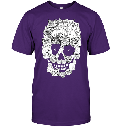 Cats Skull Kitten Shirt Unisex Short Sleeve Classic Tee Purple