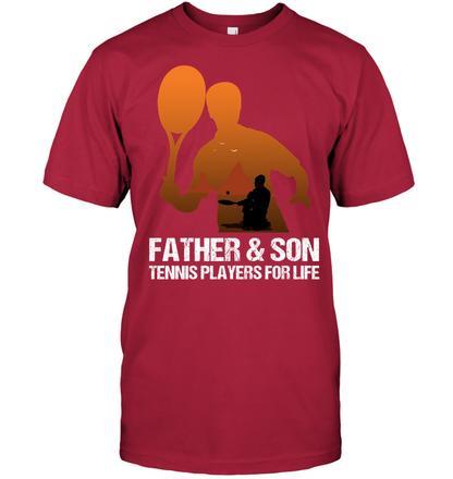 Father And Son Tennis Players For Life Family Shirt Unisex Short Sleeve Classic Tee Deep Red
