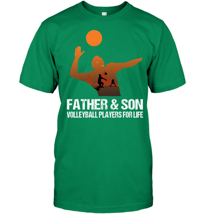 Father And Son Volleyball Players For Life Family Shirt Unisex Short Sleeve Classic Tee Kelly Green