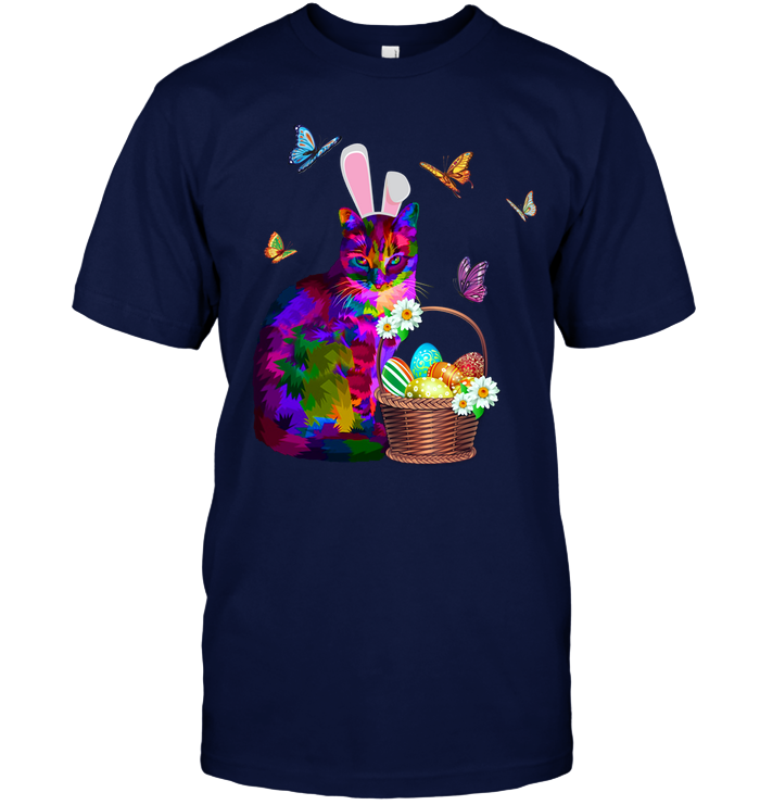Cat Costume Bunnie Easter Day Shirt Unisex Short Sleeve Classic Tee Navy