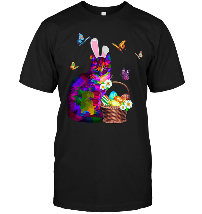 Cat Costume Bunnie Easter Day Shirt Unisex Short Sleeve Classic Tee Black