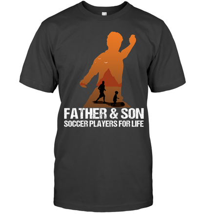 Father And Son Soccer Players For Life Family Shirt Unisex Short Sleeve Classic Tee Charcoal Heather