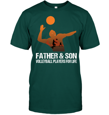 Father And Son Volleyball Players For Life Family Shirt Unisex Short Sleeve Classic Tee Deep Forest