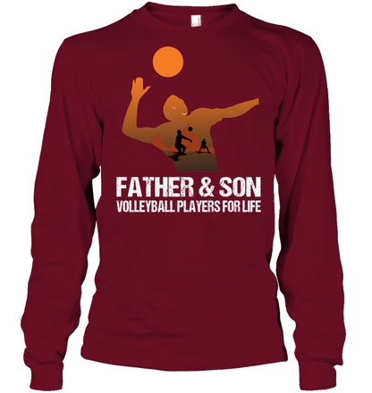Father And Son Volleyball Players For Life Family Shirt Unisex Long Sleeve Classic Tee Cardinal Red