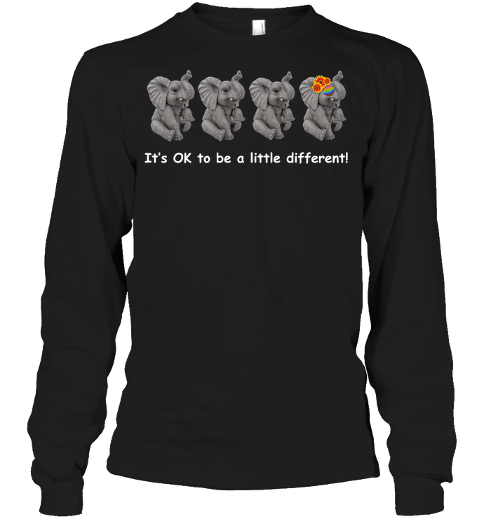 It's Okay Liitle Differents Elephants Shirt Unisex Long Sleeve Classic Tee Black