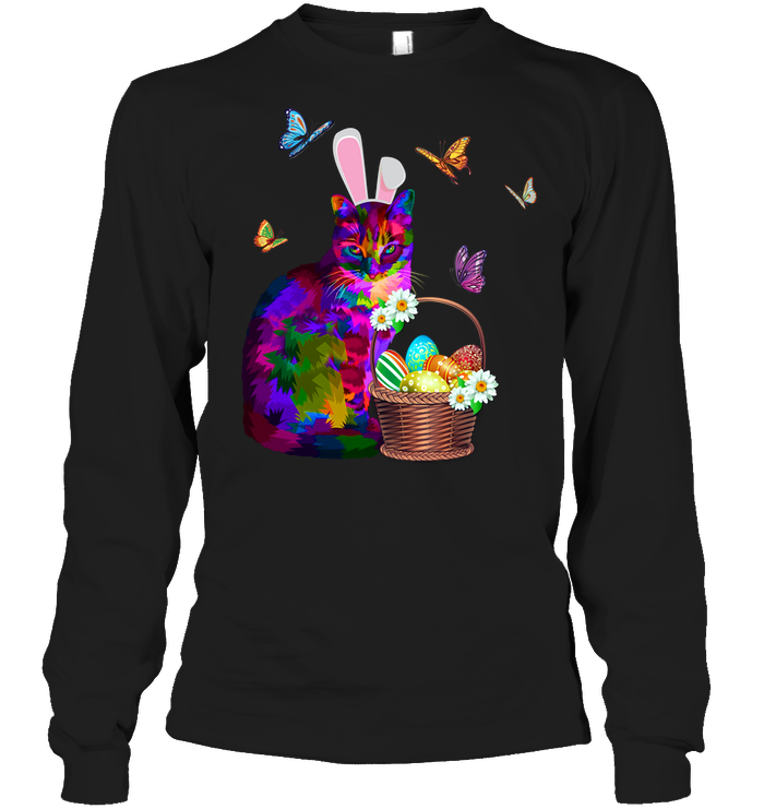 Cat Costume Bunnie Easter Day Shirt Unisex Long Sleeve Classic Tee Black