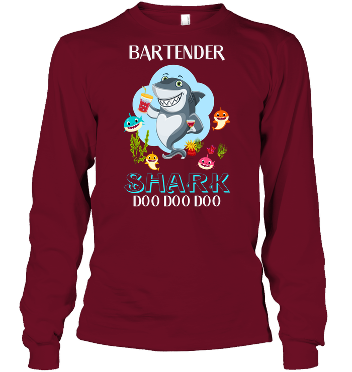 Bartender Shark Doo Doo Doo Shirt Unisex Long Sleeve Classic Tee Cardinal Red