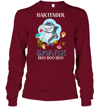 Bartender Shark Doo Doo Doo Shirt Unisex Long Sleeve Classic Tee Cardinal Red