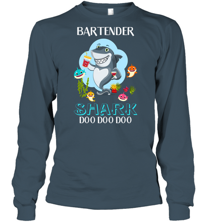Bartender Shark Doo Doo Doo Shirt Unisex Long Sleeve Classic Tee Dark Heather