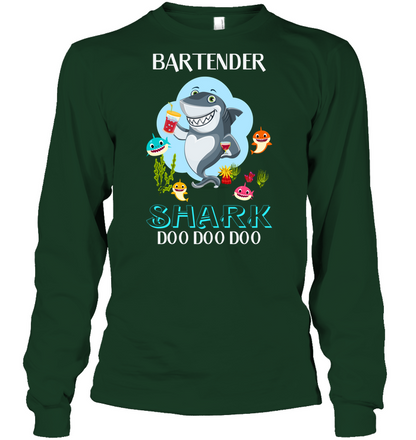 Bartender Shark Doo Doo Doo Shirt Unisex Long Sleeve Classic Tee Forest Green