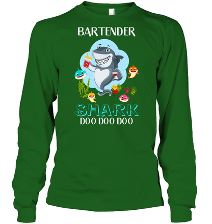 Bartender Shark Doo Doo Doo Shirt Unisex Long Sleeve Classic Tee Irish Green