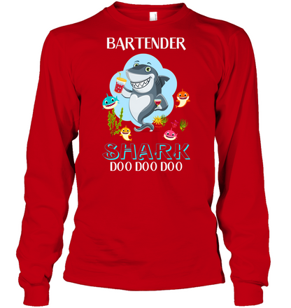 Bartender Shark Doo Doo Doo Shirt Unisex Long Sleeve Classic Tee Red