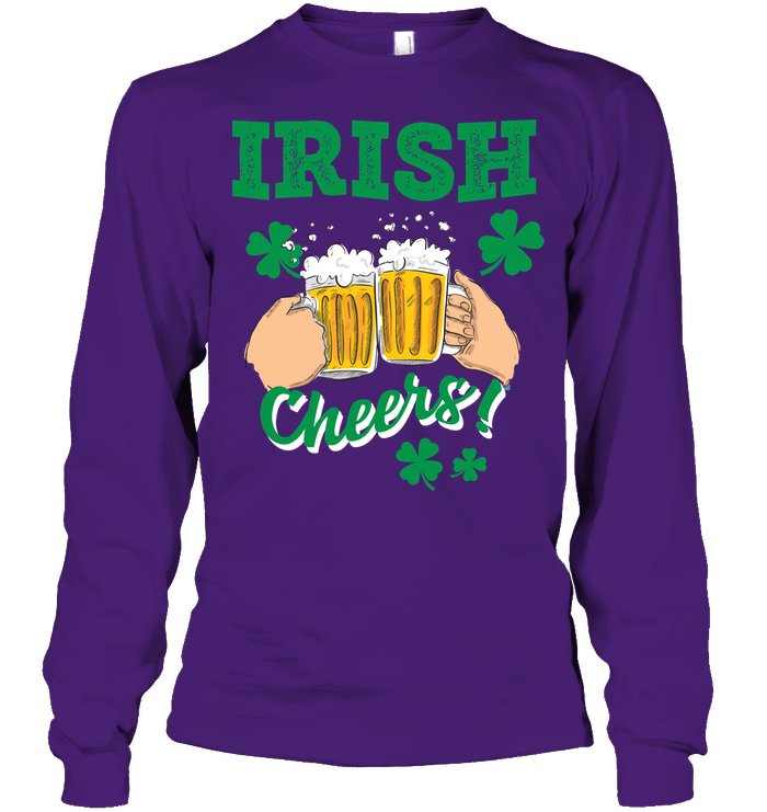 Irish Cheers Saint Patricks Day Shirt Unisex Long Sleeve Classic Tee Purple