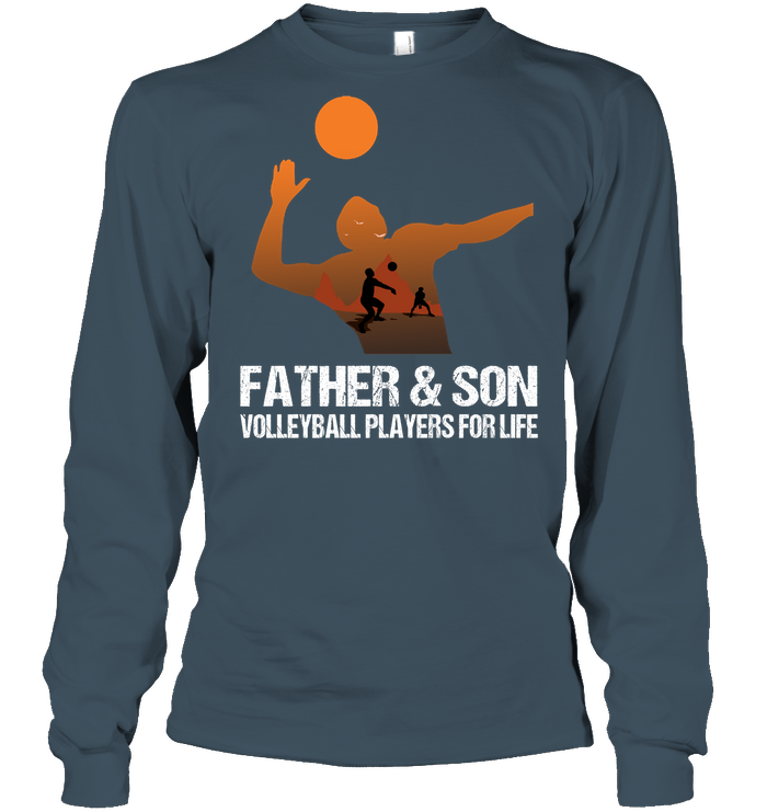 Father And Son Volleyball Players For Life Family Shirt Unisex Long Sleeve Classic Tee Dark Heather