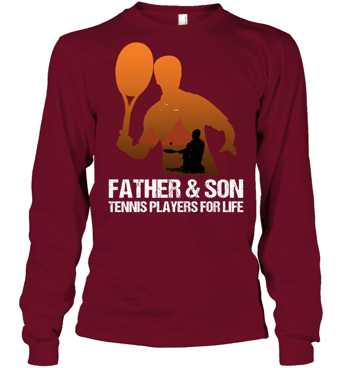 Father And Son Tennis Players For Life Family Shirt Unisex Long Sleeve Classic Tee Cardinal Red