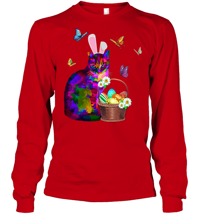 Cat Costume Bunnie Easter Day Shirt Unisex Long Sleeve Classic Tee Red
