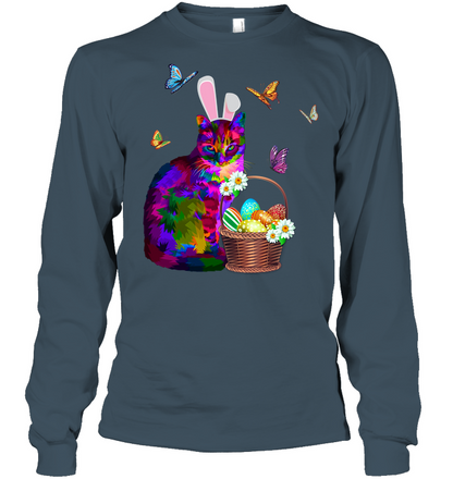 Cat Costume Bunnie Easter Day Shirt Unisex Long Sleeve Classic Tee Dark Heather