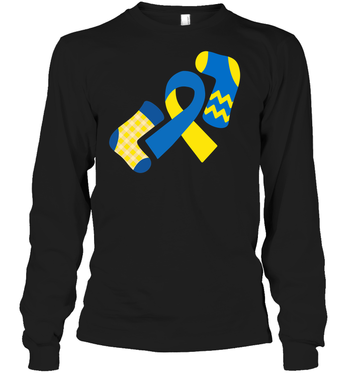 Down Syndrome Awareness Day Socks And Ribbons Shirt Unisex Long Sleeve Classic Tee Black