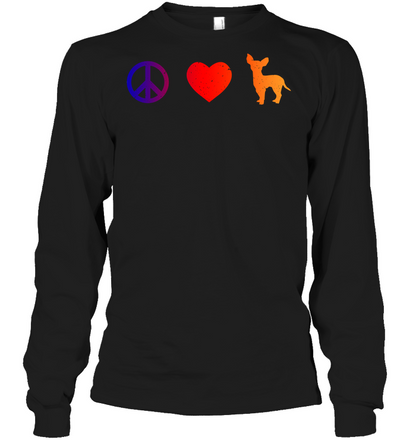 Peace Heart Chihuahua Lovers Shirt Unisex Long Sleeve Classic Tee Black