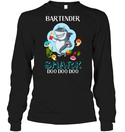 Bartender Shark Doo Doo Doo Shirt Unisex Long Sleeve Classic Tee Black