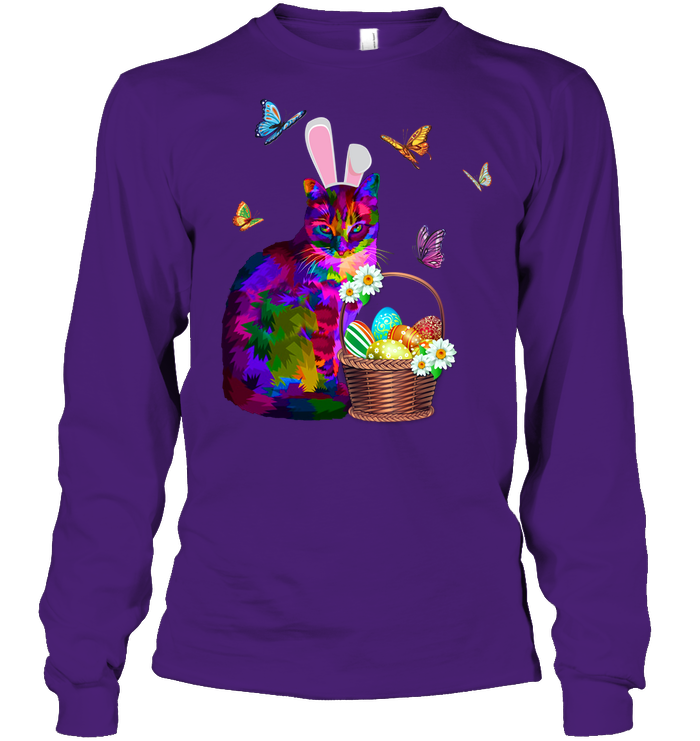 Cat Costume Bunnie Easter Day Shirt Unisex Long Sleeve Classic Tee Purple