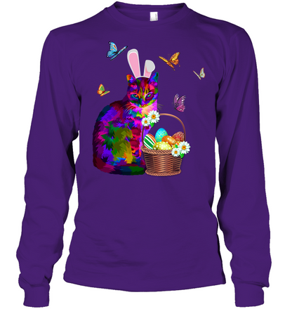 Cat Costume Bunnie Easter Day Shirt Unisex Long Sleeve Classic Tee Purple