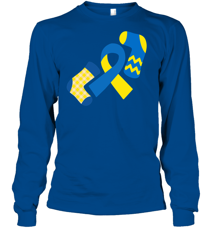 Down Syndrome Awareness Day Socks And Ribbons Shirt Unisex Long Sleeve Classic Tee Royal