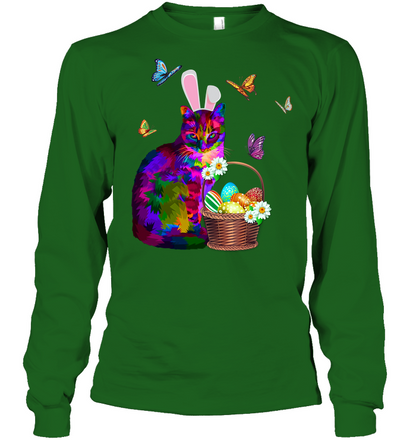Cat Costume Bunnie Easter Day Shirt Unisex Long Sleeve Classic Tee Irish Green