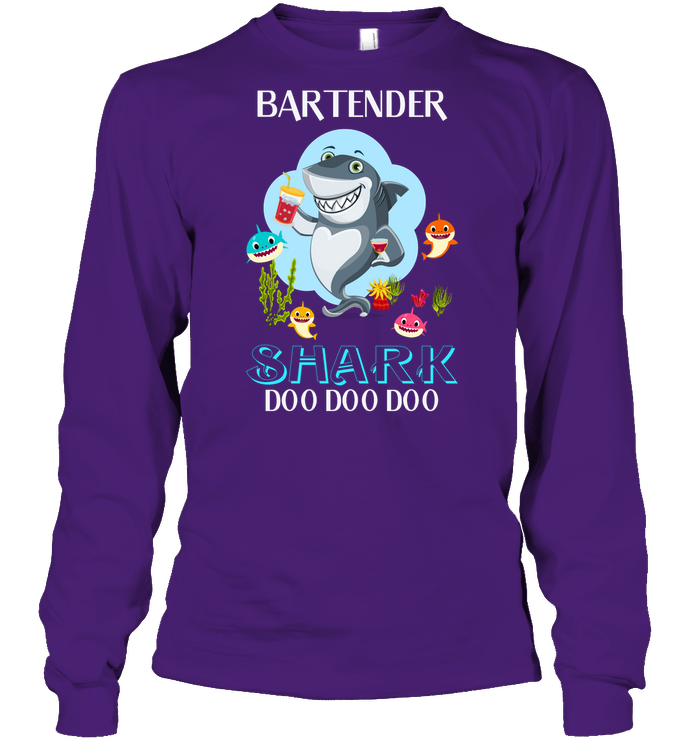 Bartender Shark Doo Doo Doo Shirt Unisex Long Sleeve Classic Tee Purple