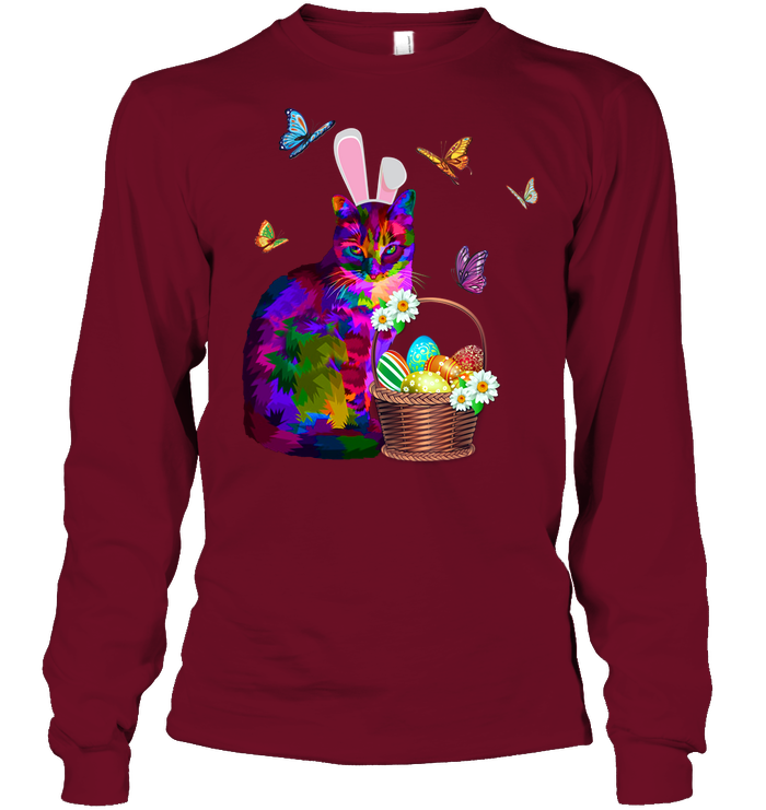 Cat Costume Bunnie Easter Day Shirt Unisex Long Sleeve Classic Tee Cardinal Red