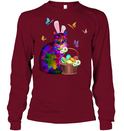 Cat Costume Bunnie Easter Day Shirt Unisex Long Sleeve Classic Tee Cardinal Red