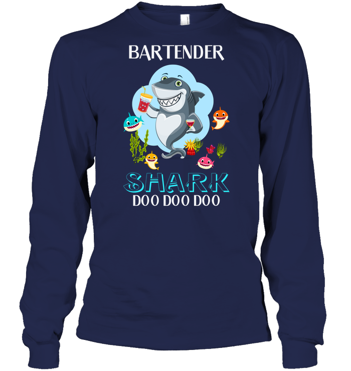 Bartender Shark Doo Doo Doo Shirt Unisex Long Sleeve Classic Tee Navy