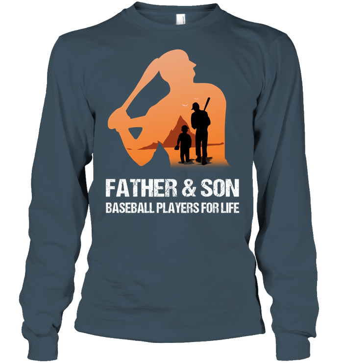 Father And Son Baseball Players For Life Family Shirt Unisex Long Sleeve Classic Tee Dark Heather