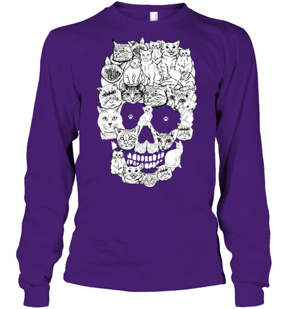 Cats Skull Kitten Shirt Unisex Long Sleeve Classic Tee Purple