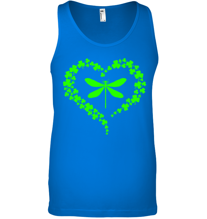 Dragonfly Clover Heart Irish Saint Patricks Day Shirt Canvas Unisex Ringspun Tank True Royal