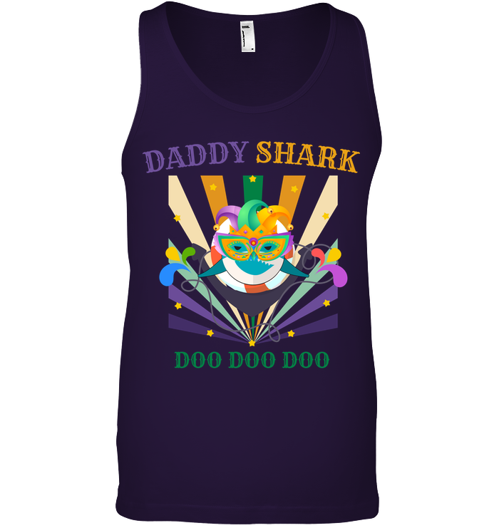 Daddy Shark Doo Doo Doo Happy Mardi Gars Family Shirt Canvas Unisex Ringspun Tank Team Purple 2XL
