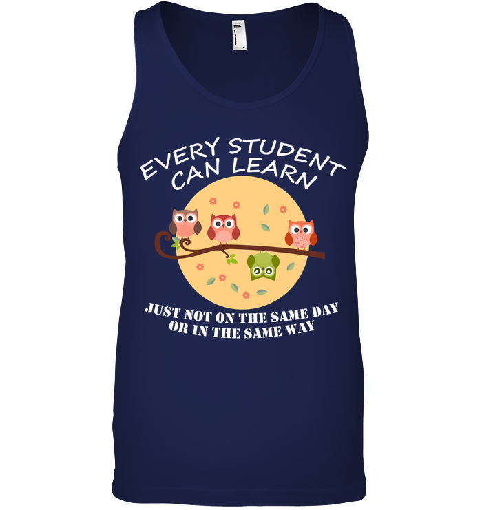 Every Student Can Learn Just Not In The Same Day Or In The Same Way Canvas Unisex Ringspun Tank Navy