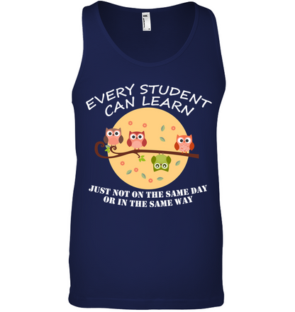 Every Student Can Learn Just Not In The Same Day Or In The Same Way Canvas Unisex Ringspun Tank Navy