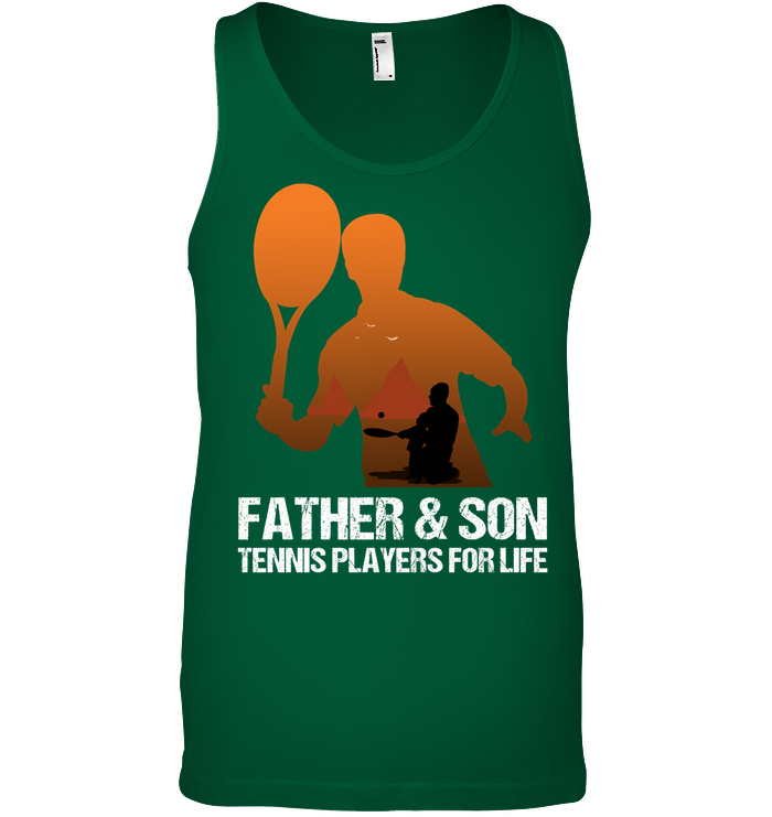 Father And Son Tennis Players For Life Family Shirt Canvas Unisex Ringspun Tank Kelly Green