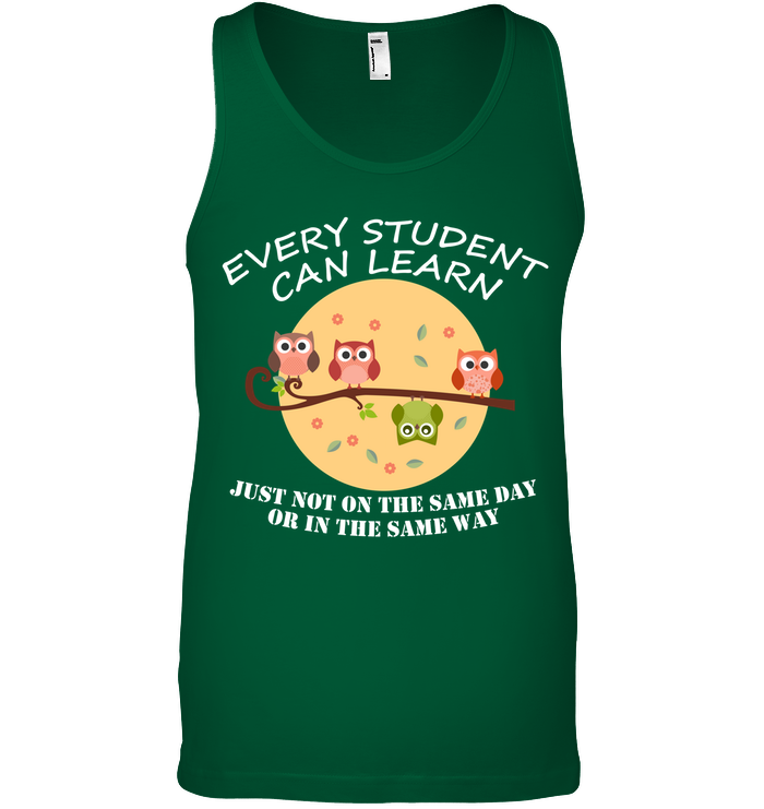 Every Student Can Learn Just Not In The Same Day Or In The Same Way Canvas Unisex Ringspun Tank Kelly Green