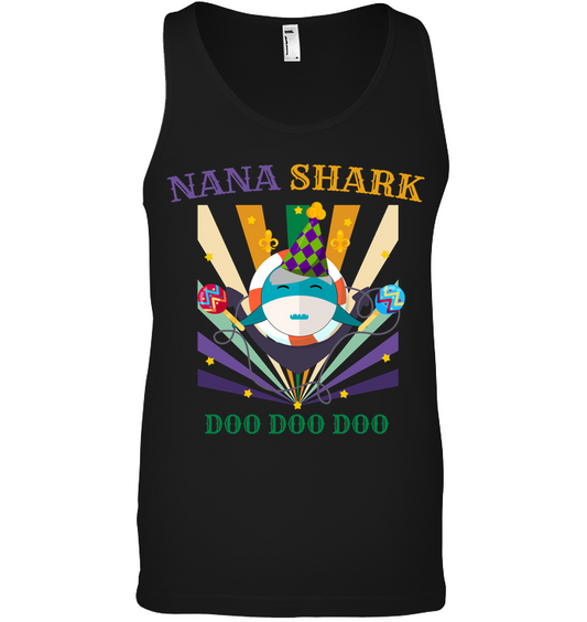 Nana Shark Doo Doo Doo Happy Mardi Gars Family Shirt Canvas Unisex Ringspun Tank Black