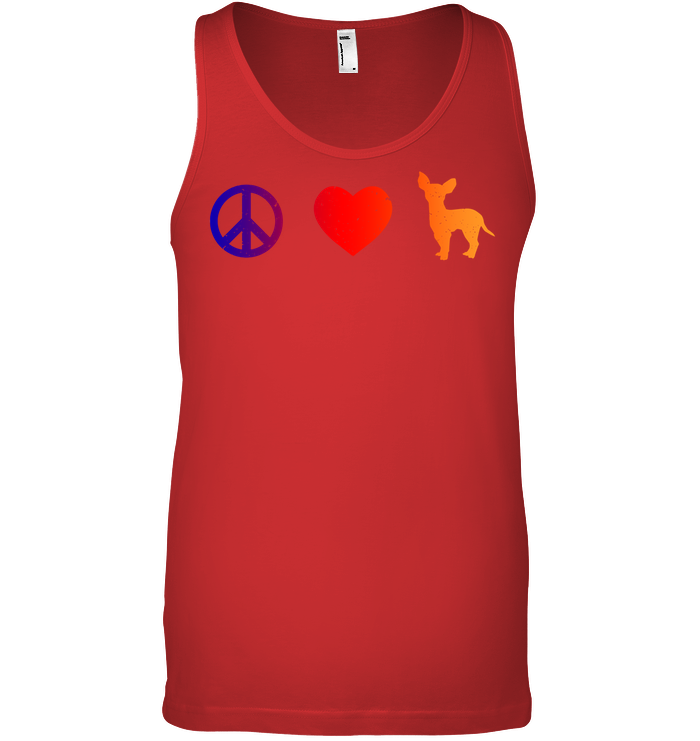 Peace Heart Chihuahua Lovers Shirt Canvas Unisex Ringspun Tank Red