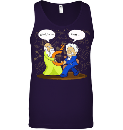 Pythagoras And Einstein B Shirt Canvas Unisex Ringspun Tank Team Purple 2XL