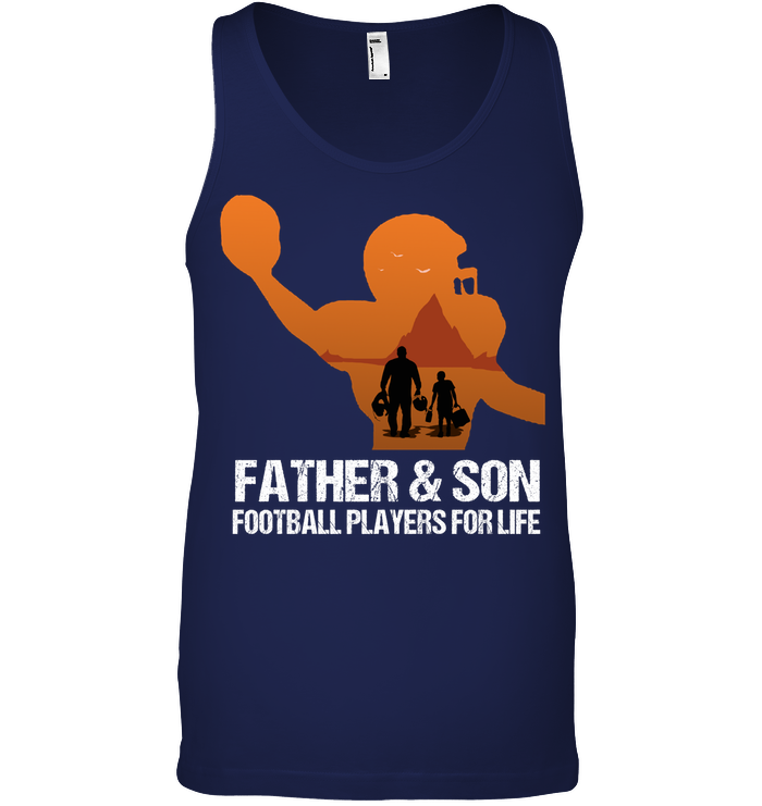 Father And Son Football Players For Life Family Shirt Canvas Unisex Ringspun Tank Navy