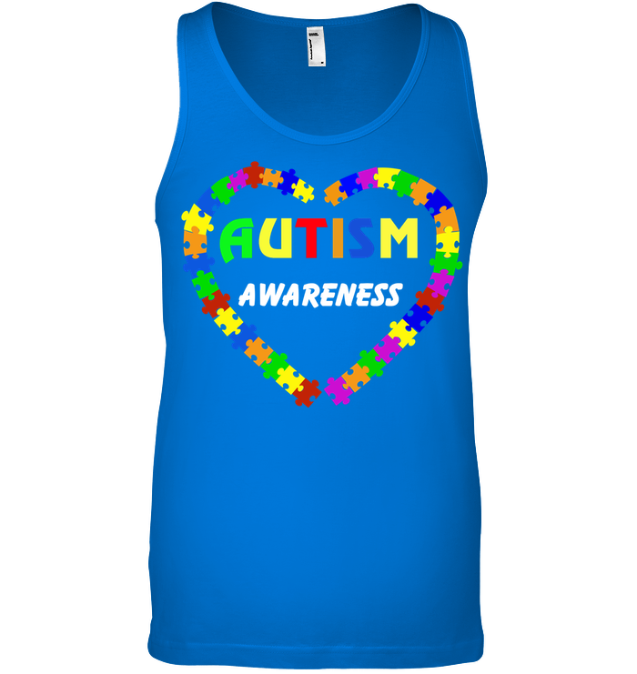 Autism Awareness Puzzle Heart Shirt Canvas Unisex Ringspun Tank True Royal